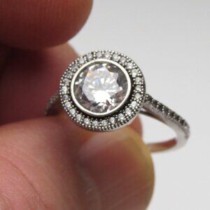*925 Sterling Silver Diamond Band Engagement Ring